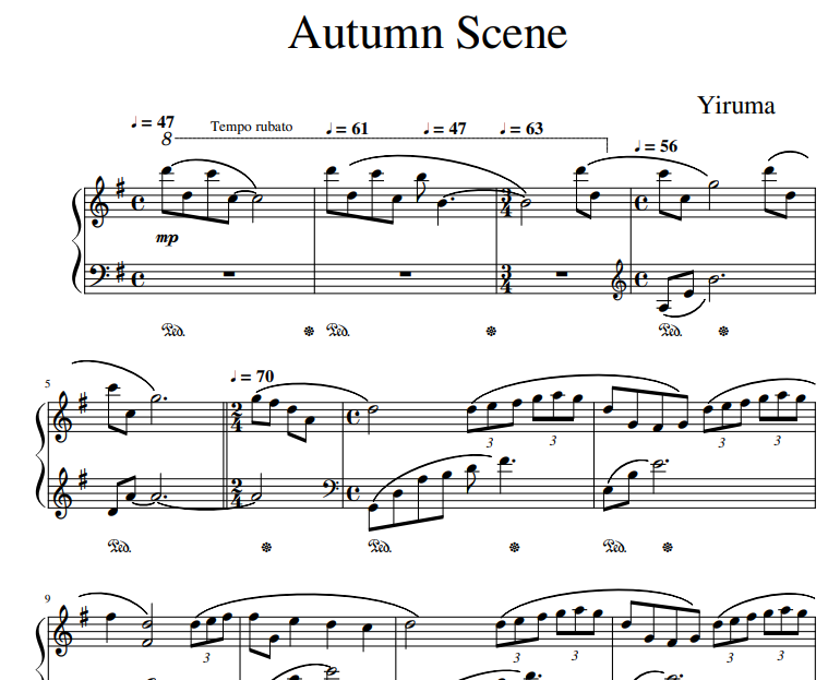 Yiruma - Autumn Scene sheet music for piano